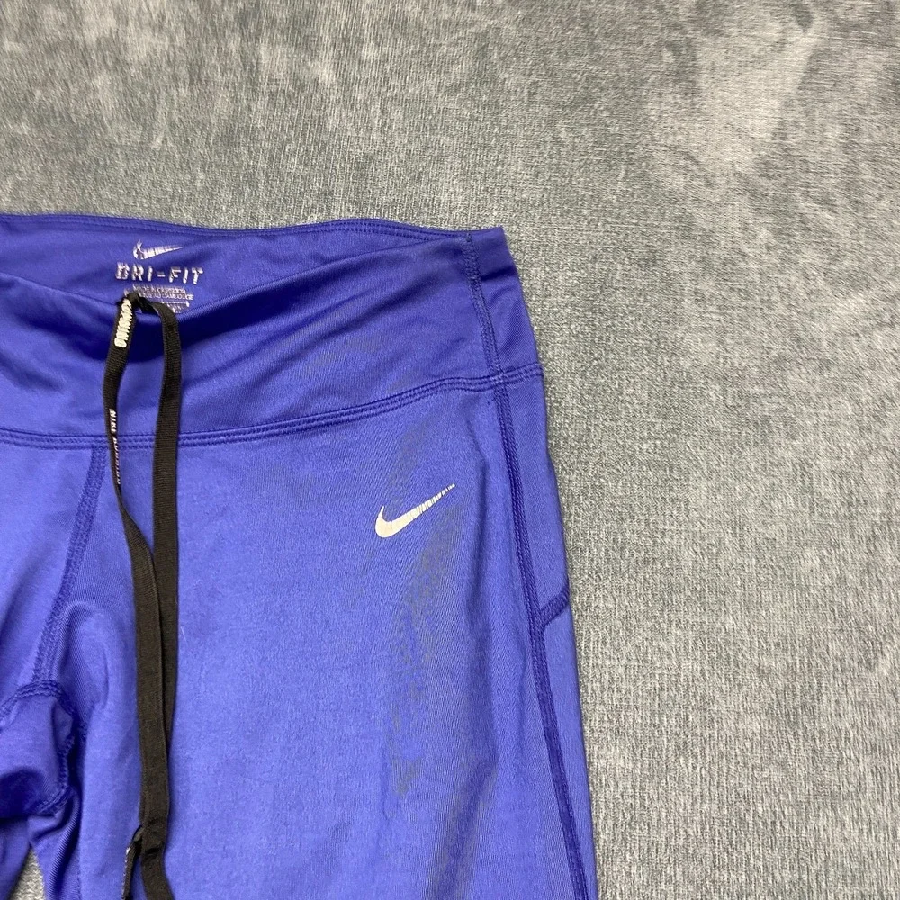 Nike Dri Fit Capri Leggings Womens Small Purple Stretch Running Zipper Pocket